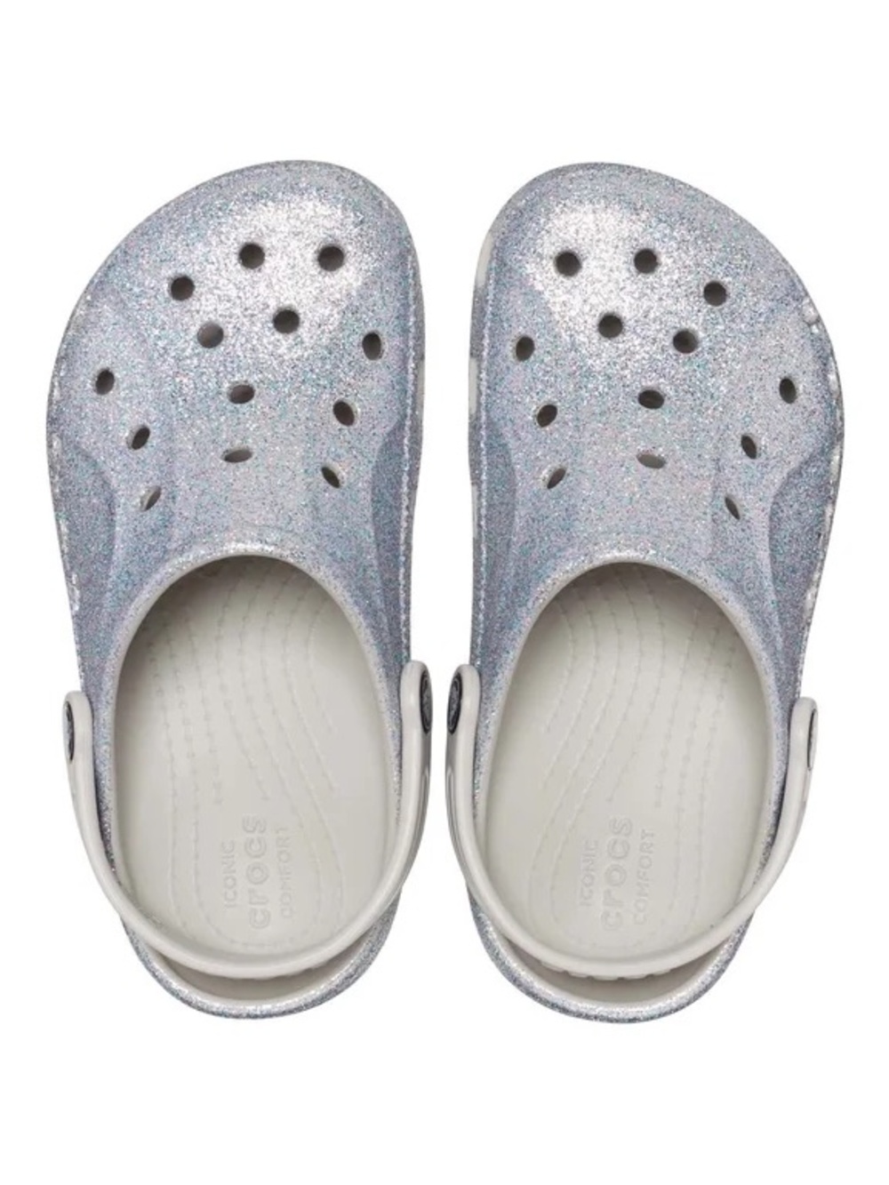 CROCS Kids' Glitter Classic Clog - Silver Sparkle